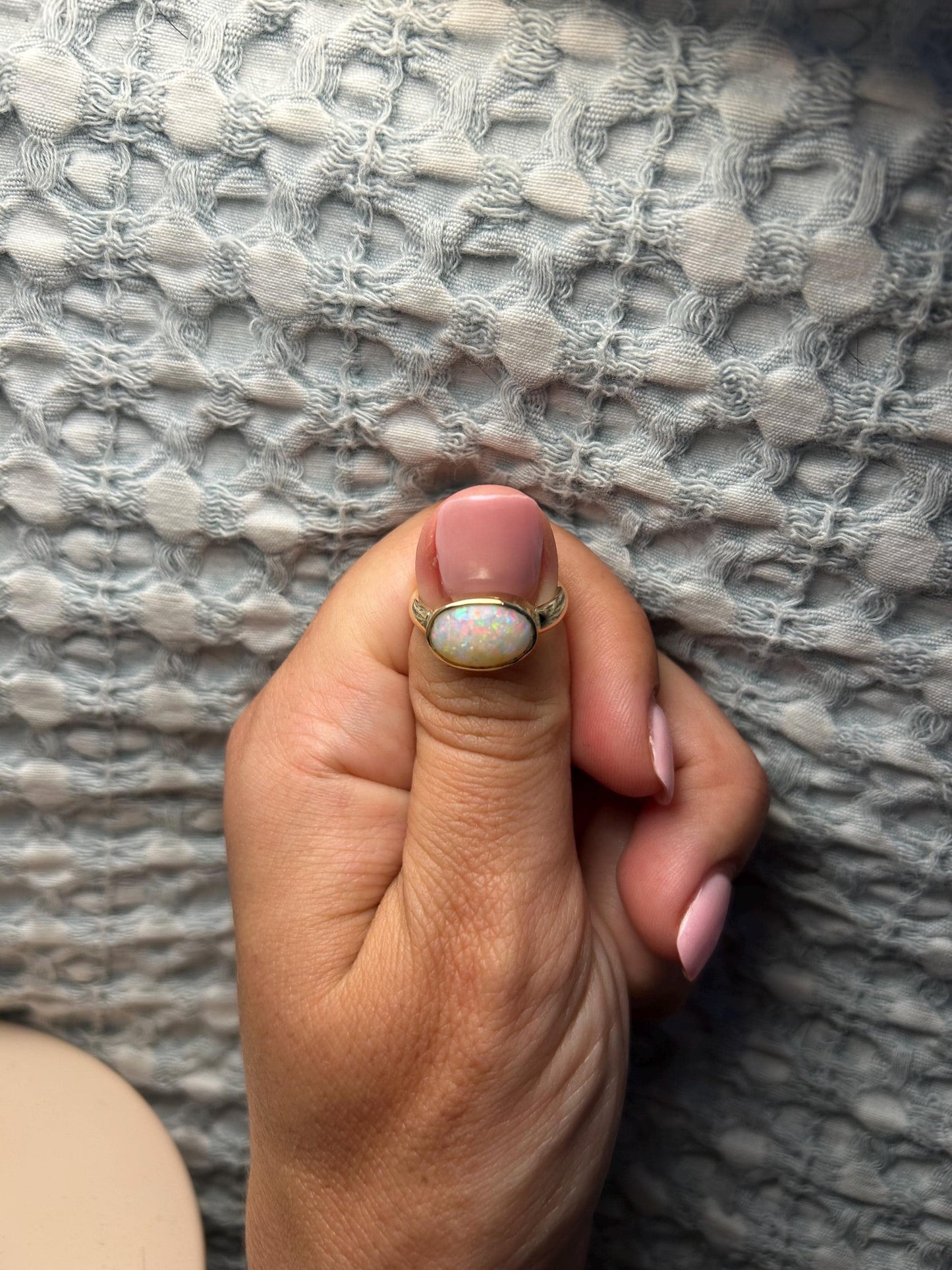 Australian Honey Opal Crystal Ring