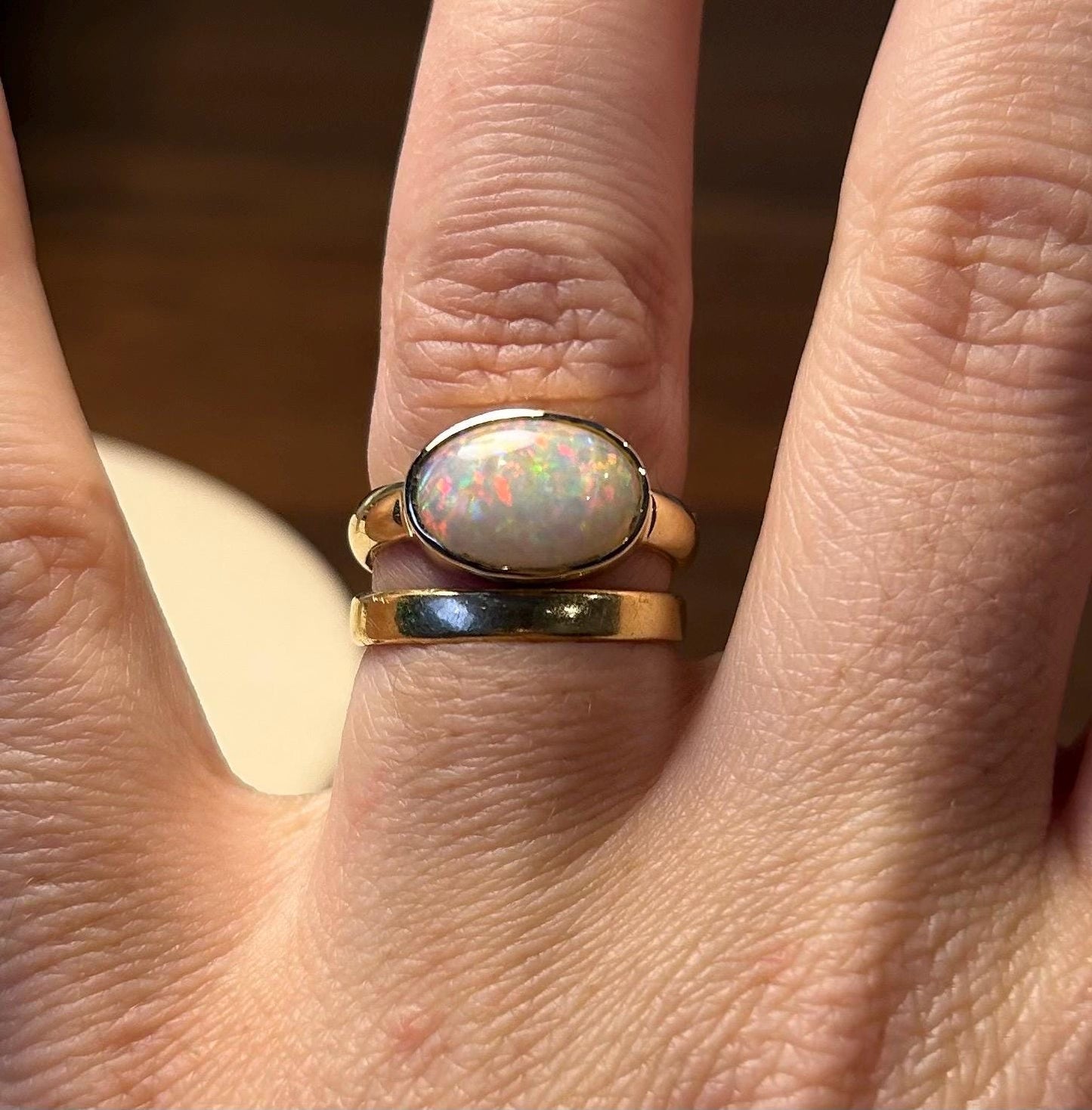 Australian Honey Opal Crystal Ring