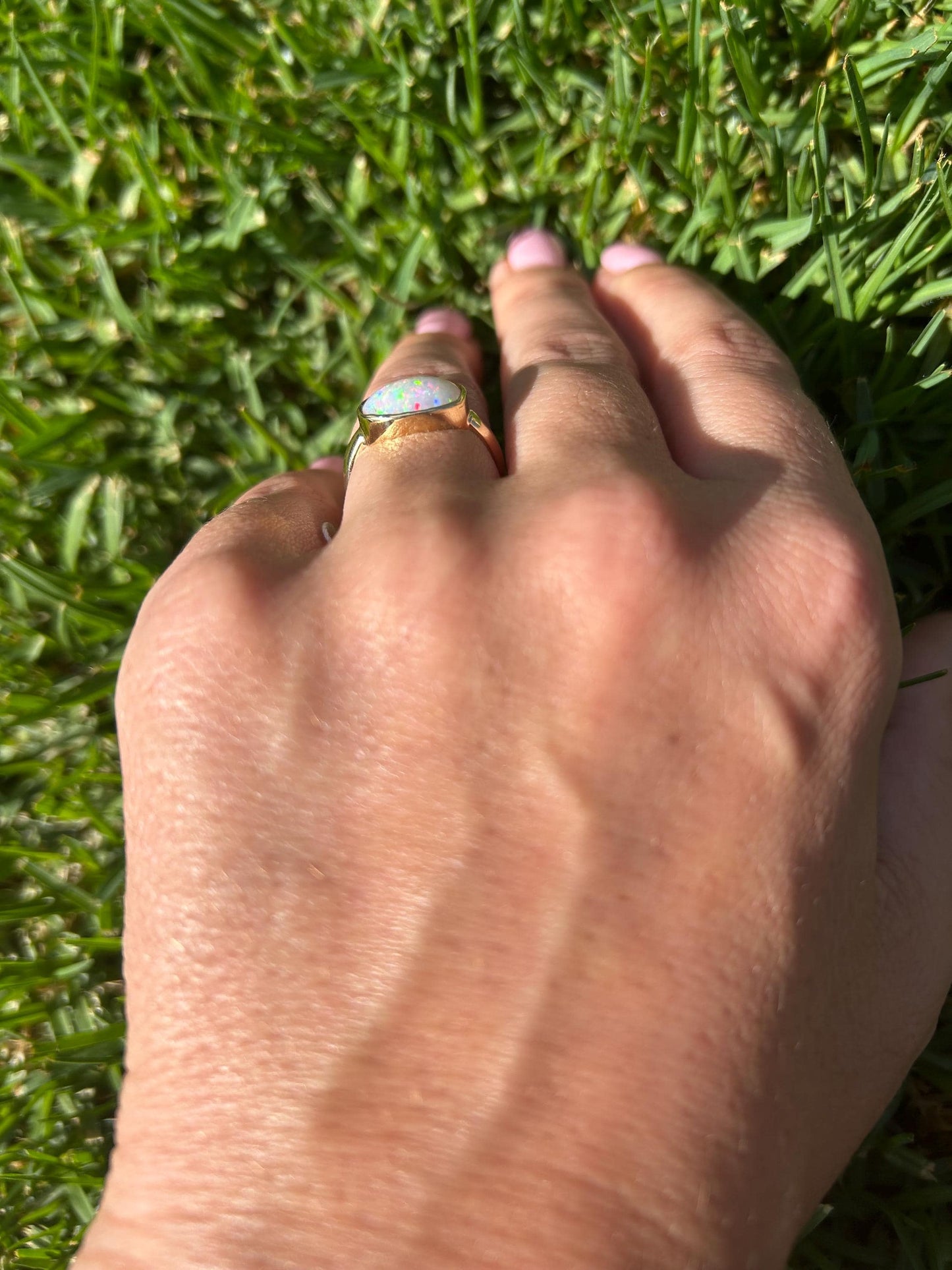 Australian Honey Opal Crystal Ring