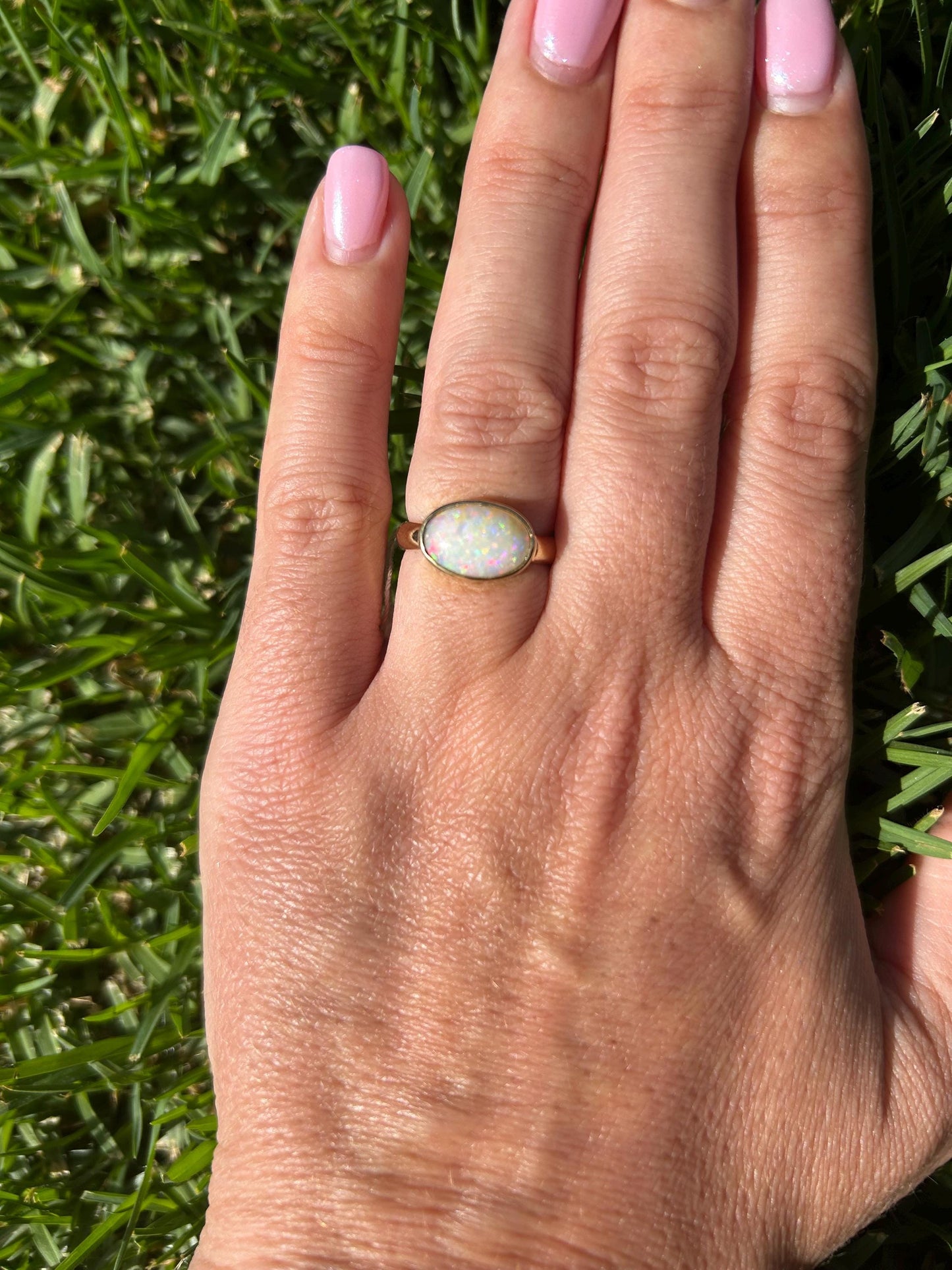 Australian Honey Opal Crystal Ring