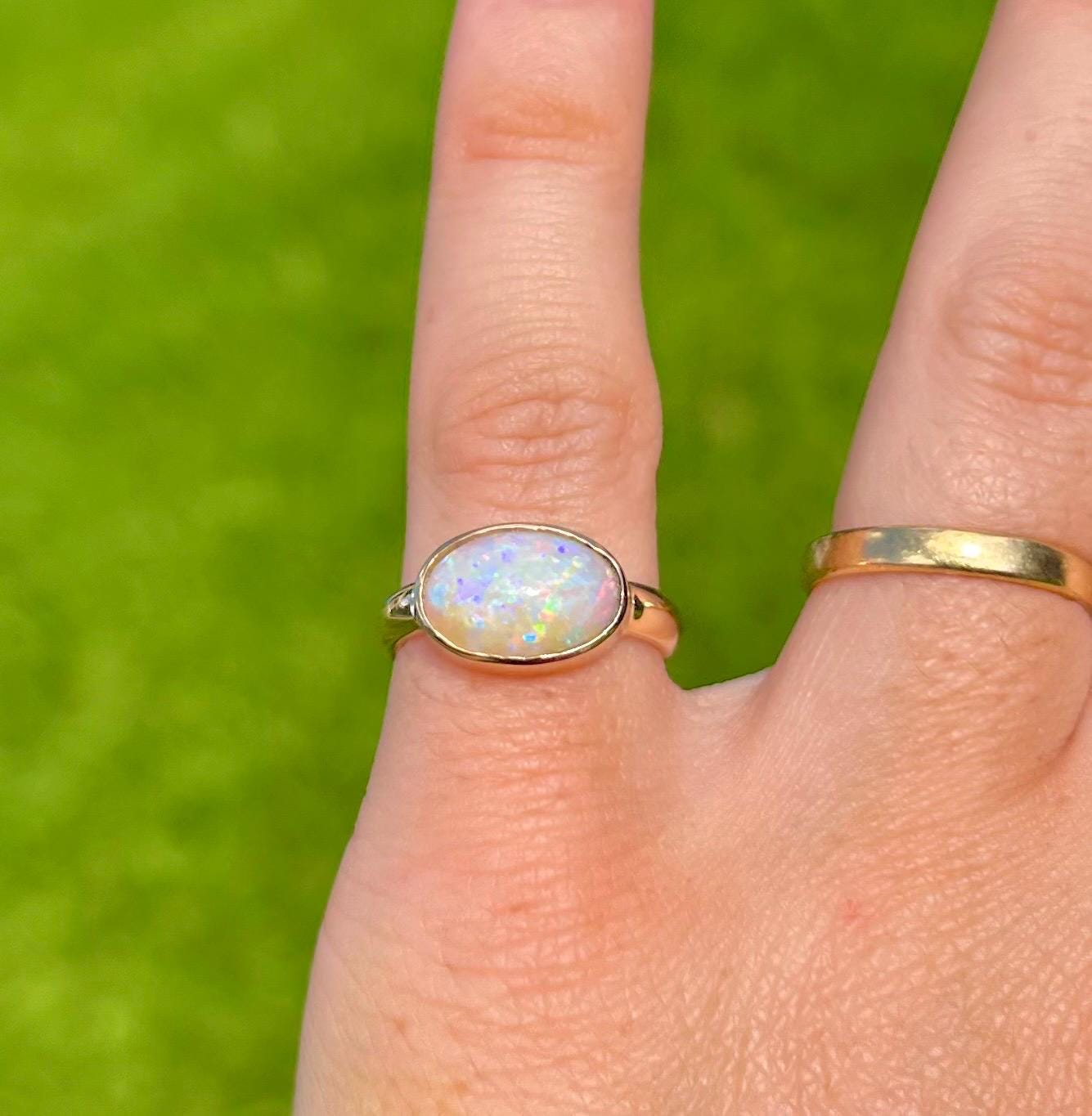Australian Honey Opal Crystal Ring