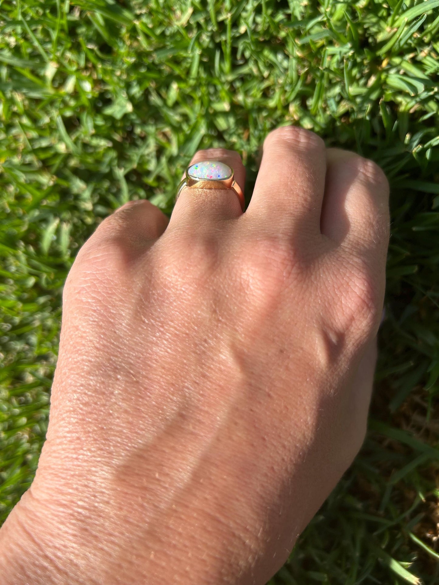 Australian Honey Opal Crystal Ring