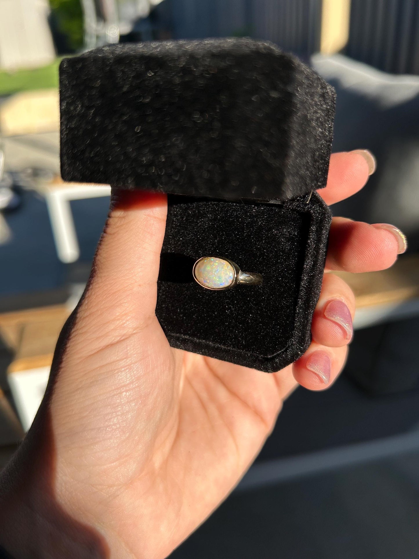 Australian Honey Opal Crystal Ring