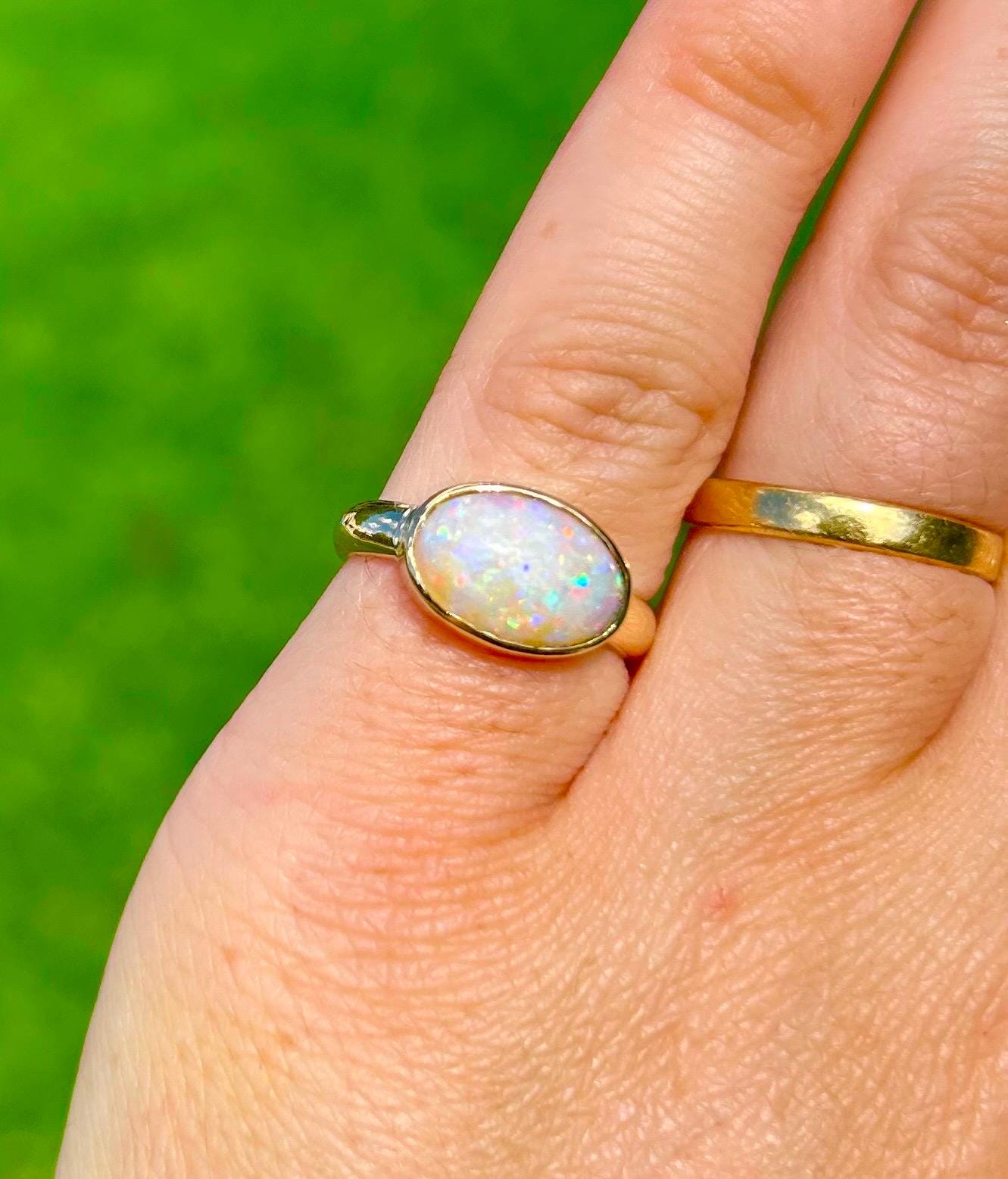 Australian Honey Opal Crystal Ring